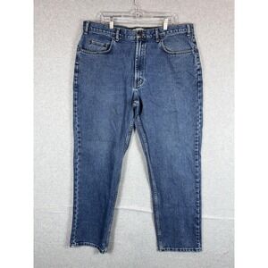 Merona Jeans Mens 40x32 Blue Denim Classic Straight Leg Zip Fly Casual Pants‎